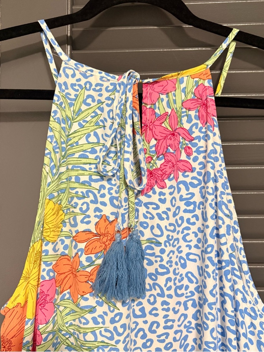 Caroline Hill Tropical Halter Maxi Dress - Blue/Orange/Pink - Picture 5 of 5